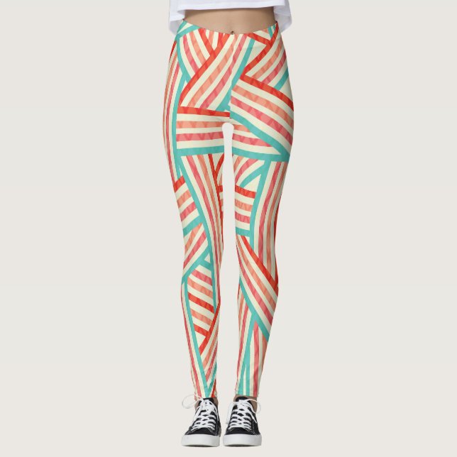 Leggings Motif Abstrait rayé coloré (Devant)