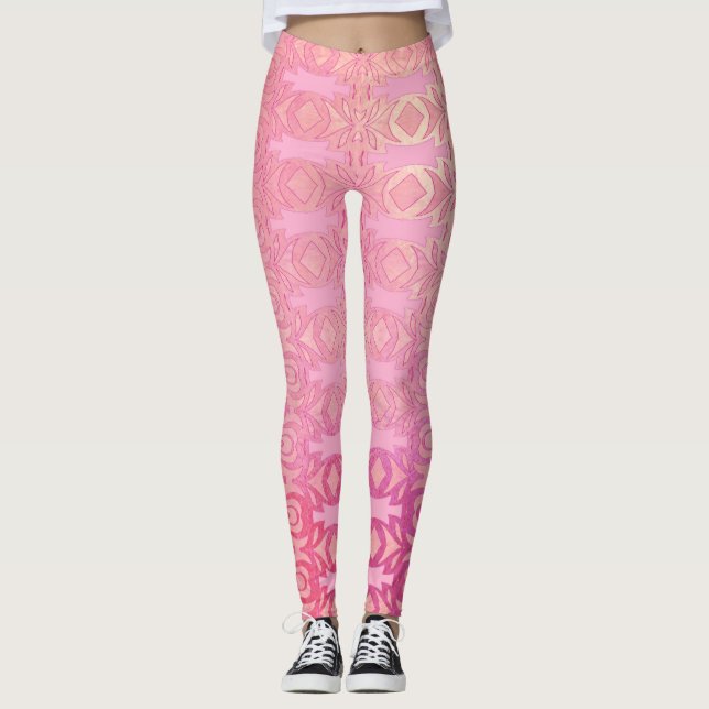 Leggings motif abstrait rose (Devant)