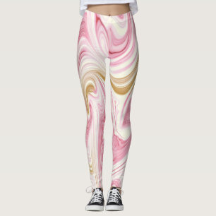Leggings Motif abstrait rose et blanc