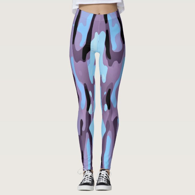Leggings Motif Abstrait rose et bleu (Devant)