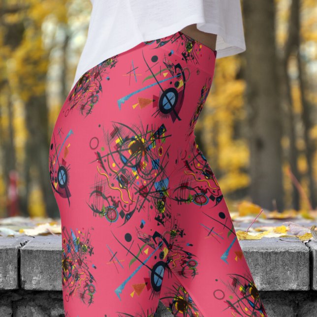 Leggings Motif Abstrait rose frais (Abstract on Paradise Pink)
