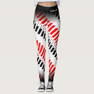 Leggings Motif Abstrait rouge blanc et noir avec nom