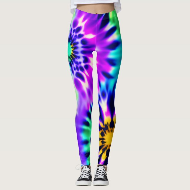 Leggings Motif Abstrait Tie Dye Adire (Devant)