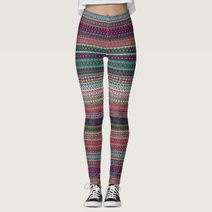 Leggings motif abstrait tribal strié