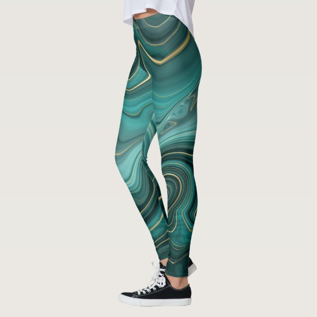 Leggings Motif Abstrait Turquoise Glam Luxe (Gauche)