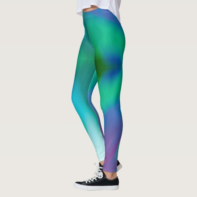 Leggings Motif abstrait turquoise vert violet moderne (Gauche)