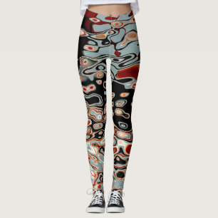 Leggings Motif Abstrait Vague Fou aux Couleurs Vives
