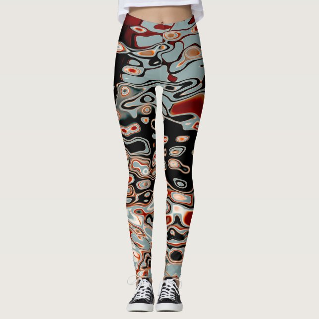 Leggings Motif Abstrait Vague Fou aux Couleurs Vives (Devant)