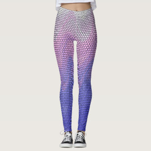 Leggings Motif Abstrait Violet Rose Hexagone