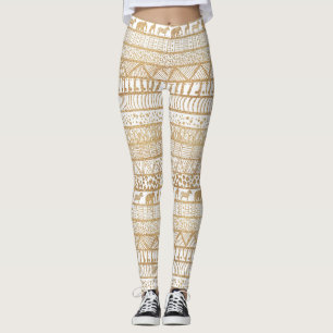 Leggings Motif africain de la tribu Gold White