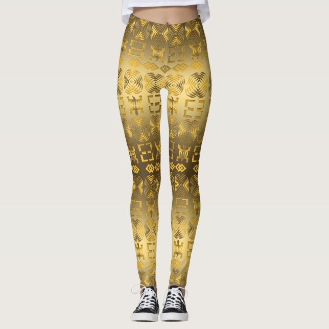 Leggings Motif africain ethnique avec des simbols d'Adinkra (Devant)