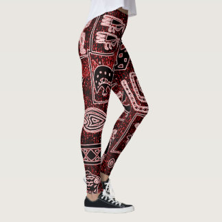 Leggings Motif Africain Rouge-Noir-Blanc