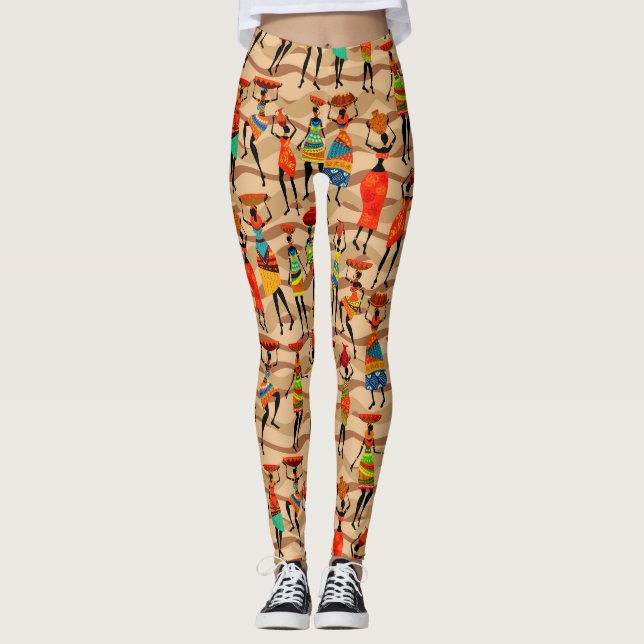 Leggings Motif africaine des femmes tribales (Devant)