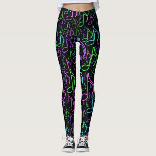 Leggings Motif aléatoire dynamique de notes de néon