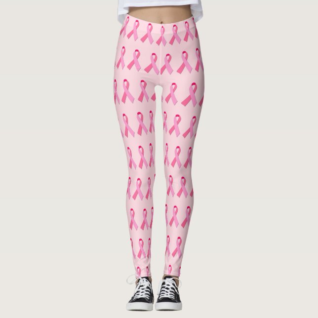 Leggings Motif alternatif de ruban rose sur rose-clair (Devant)