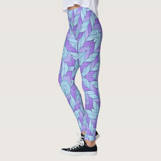 Leggings Motif Améthyste Clair et Aqua Pâle (Gauche)