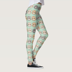 Leggings Motif Amoureux de Chat Écossais Pliable Mignon