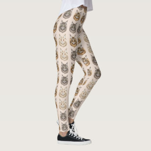 Leggings Motif Amoureux de Chat Mignon Maine Coon