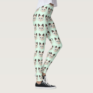 Leggings Motif Amoureux de Chat Siamois Mignon