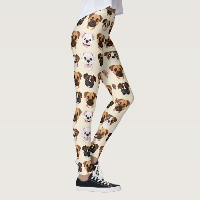 Leggings Motif Amoureux de Chien Boxer Mignon (Droite)