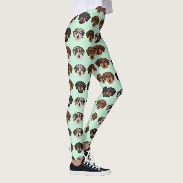 Leggings Motif Amoureux de Chien Teckel Mignon (Droite)