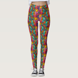 Leggings Motif amusant avec des fleurs et des mains