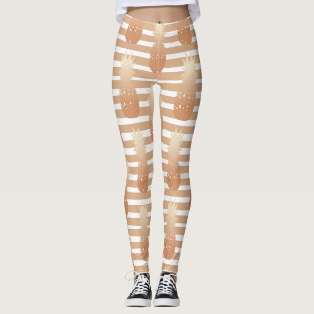 Leggings Motif Ananas Dorés Tropical  (Devant)