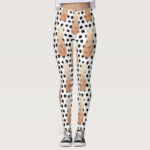 Leggings Motif Ananas Dorés Tropical