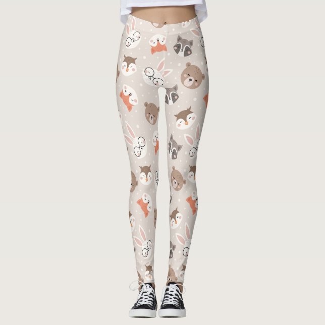 Leggings Motif animal de bois mou (Devant)