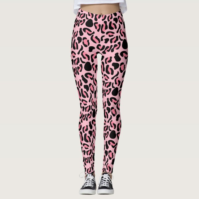 Leggings Motif animal léopard rose moderne (Devant)