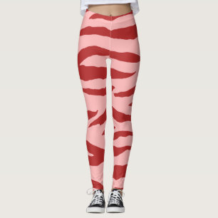 Leggings Motif animal sauvage Zebra rouge et rose