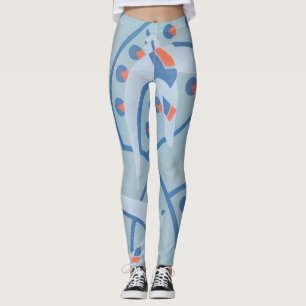 Leggings Motif Animalier Oiseaux Pochoir Jazz Art Déco Vint