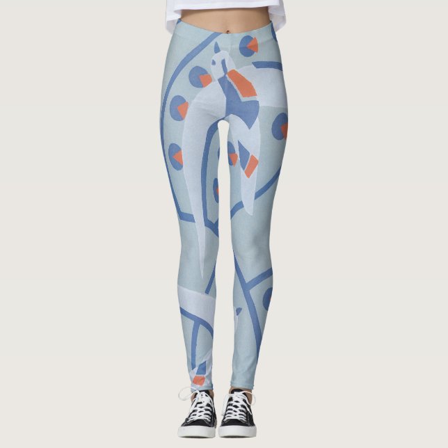 Leggings Motif animalier oiseaux Pochoir Jazz Art Déco Vint (Devant)