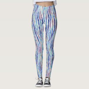 Leggings Motif aquarelle à rayures colorées tendance artist