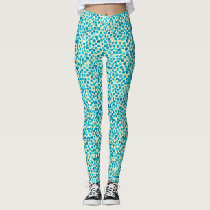 Leggings Motif aquarelle abstrait tendance sarcelle jaune