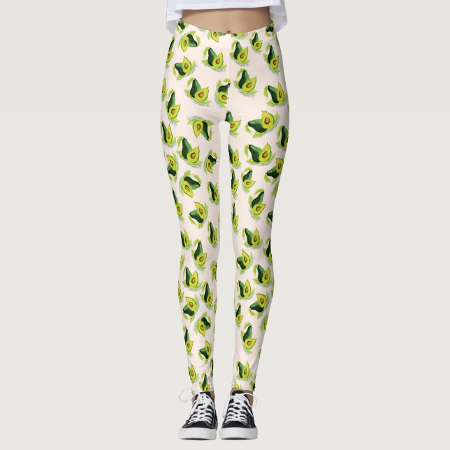 Leggings Motif Aquarelle Avocados Vert (Devant)