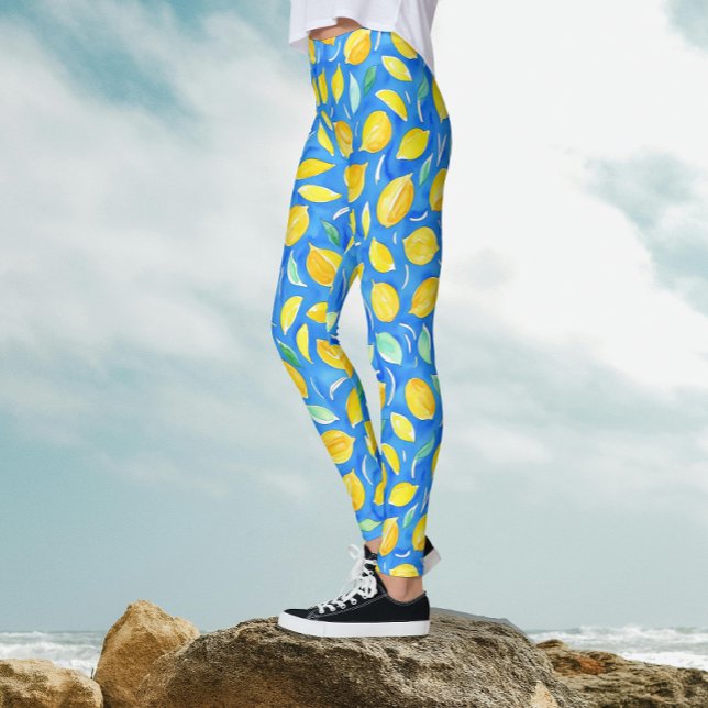 Leggings Motif Aquarelle Citron Frais Citrus Cool (Créateur téléchargé)