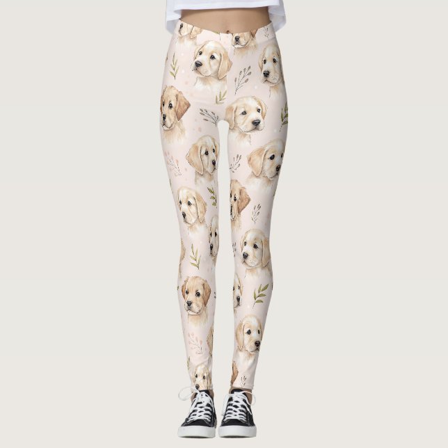 Leggings Motif aquarelle de chiot adorable (2) (Devant)