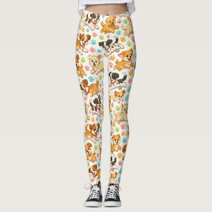 Leggings Motif aquarelle de chiot adorable (3)