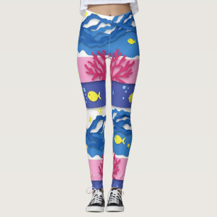 Leggings Motif aquarelle nautique rétro (13)