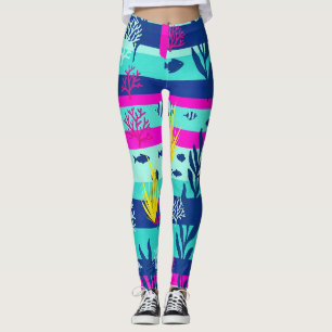 Leggings Motif aquarelle nautique rétro (5)
