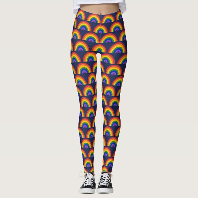 Leggings Motif arc-en-ciel sur la Navy Blue LGBTQ Pride (Devant)
