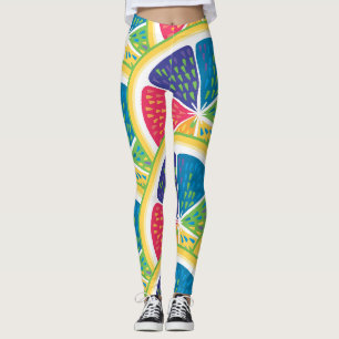 Leggings Motif arc-en-ciel tranche de citrus coloré abstrai