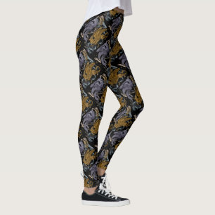 Leggings Motif Argent et Or Griffin