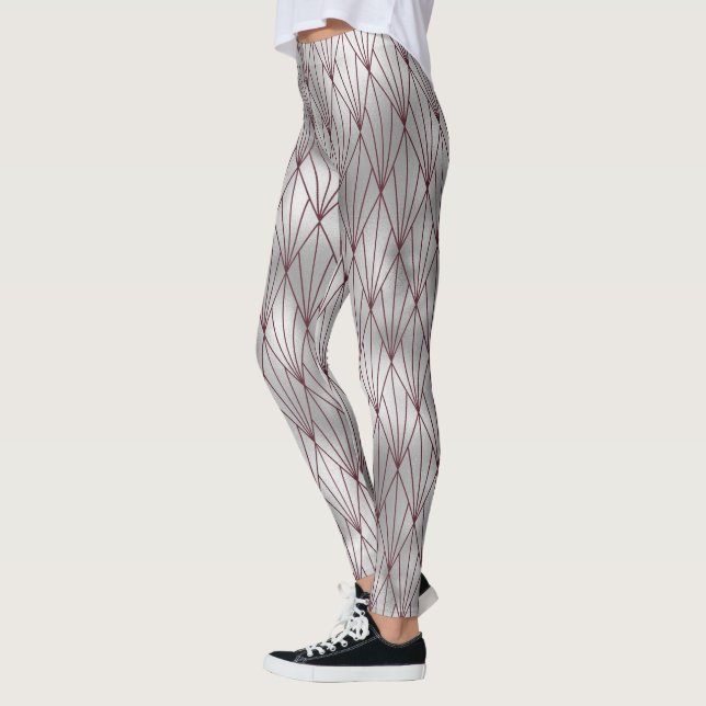 Leggings Motif Art Déco Gris Marron Élégant Mignon (Gauche)