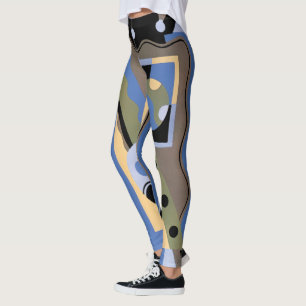 Leggings Motif Art Déco vintage Jazz Cubisme Pochoir