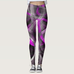 Leggings Motif artistique rétro magenta et gris des années