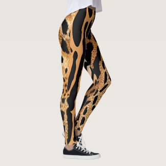 Leggings Motif assymétrique à points d'animaux sauvages 1