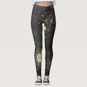 Leggings Motif Astrologique Black Gold