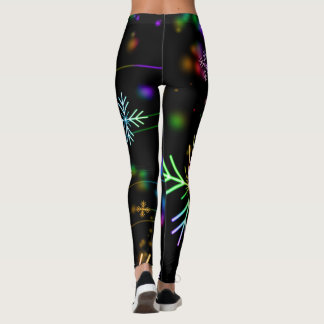 Leggings Motif au néon de flocons de neige